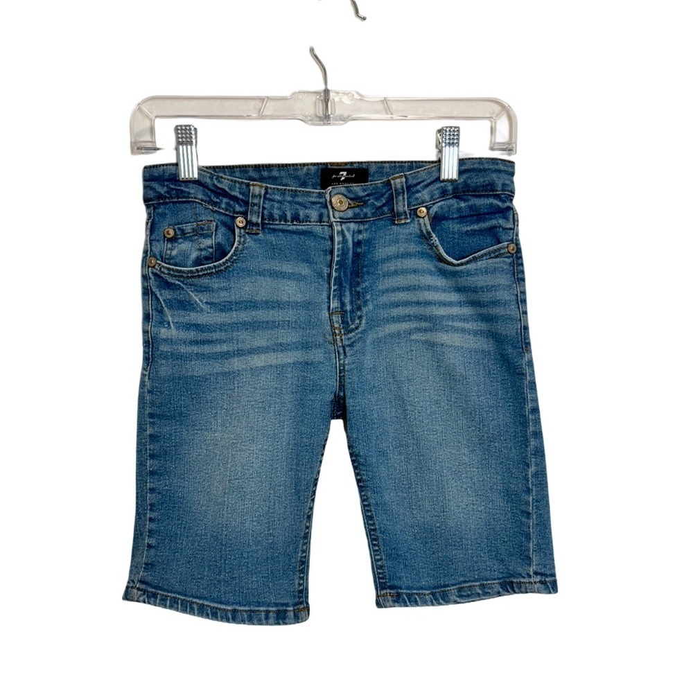 7 For All Mankind Jean jorts Girls 14 Med Wash Bermuda cotton stretch shorts